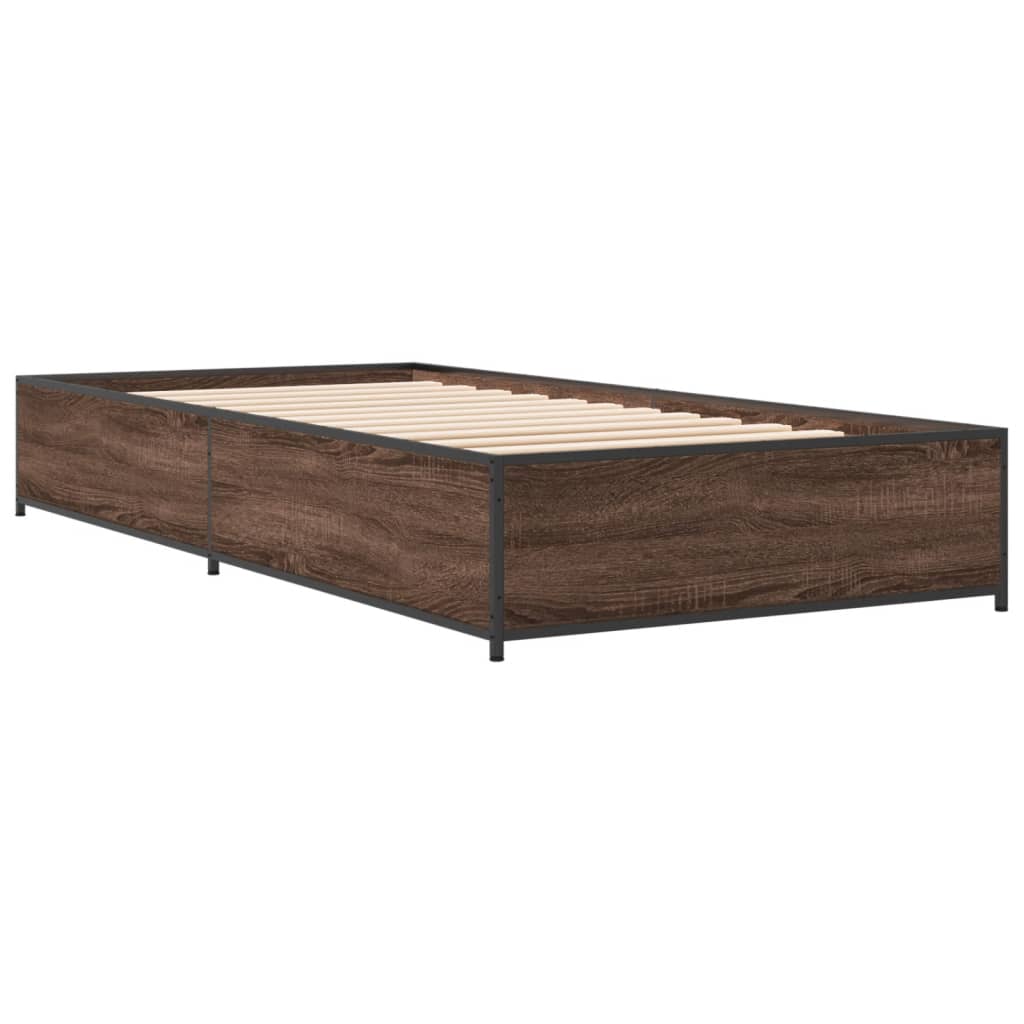 Bed Frame without Mattress Brown Oak 90x200 cm